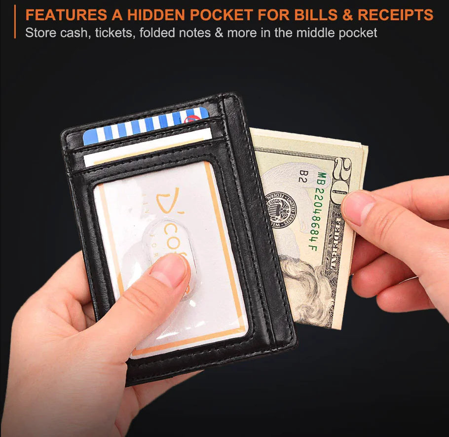 Vivid Living Mens Leather Slim Wallet Credit Card Holder.