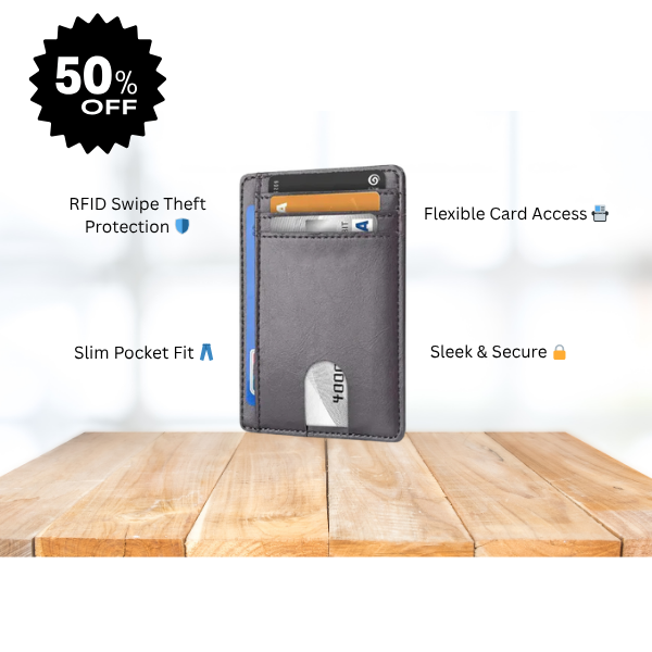 Vivid Living Mens Leather Slim Wallet Credit Card Holder.