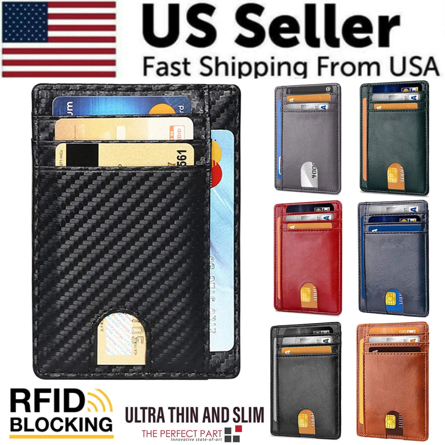 Vivid Living Mens Leather Slim Wallet Credit Card Holder.