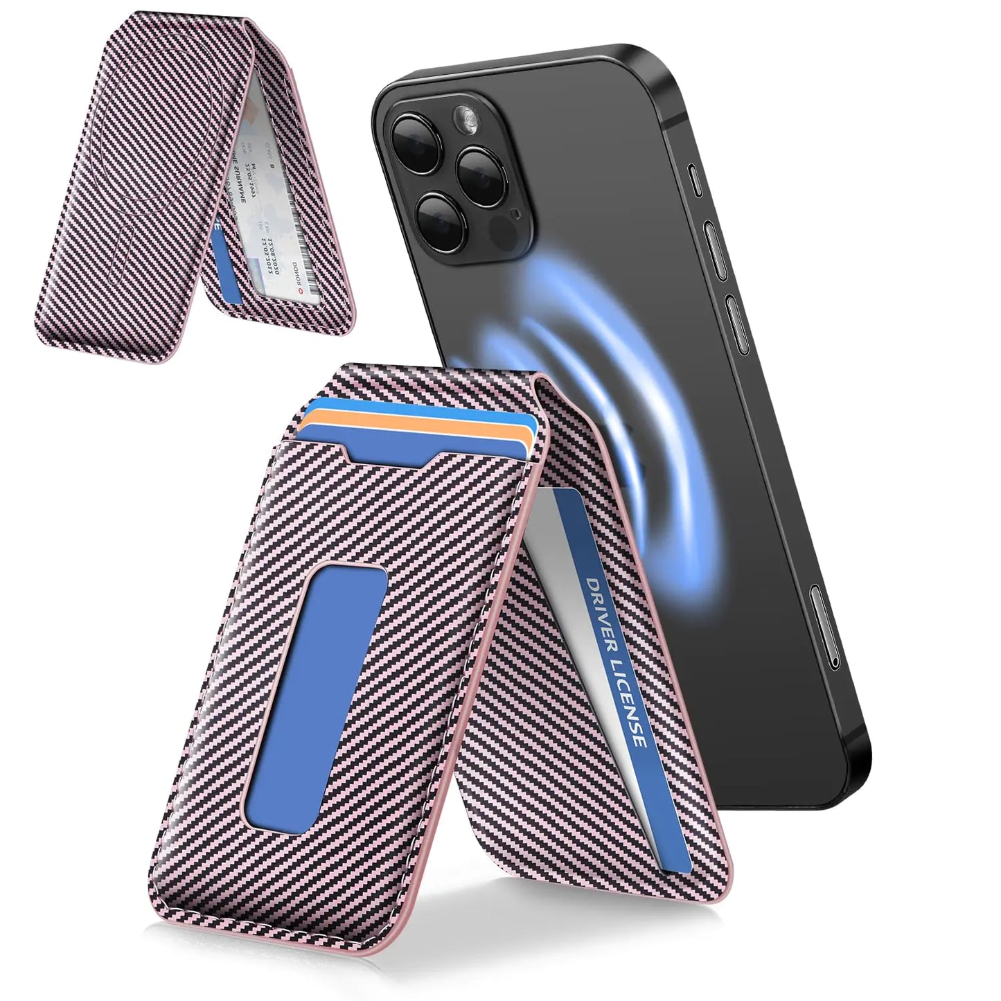 for Magsafe Wallet, 5 Card Holder Magnetic Phone Wallet, for iPhone Wallet with Adjustable Stand, Magnetic Wallet for iPhone 16/15/14/13/12 Series, for Mag Safe Wallet,Vegan Leather