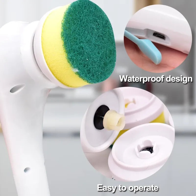 5-In-1 Handheld Electric Spin Scrubber Cleaning Brush
