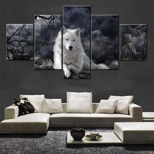 5 Panel Animal Wolf Wall Art Canvas