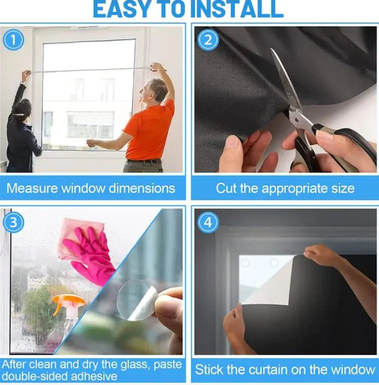 Cortina 100% Blackout — Portátil, sin necesidad de herramientas