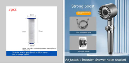 Adjustable Supercharged Shower Head with Hose