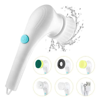 Electric Spin Scrubber with 5 Brush Heads Cordless Cleaning Brush Tub Tile Scrubber for Home Scrubber for Cleaning Kitchen Window Sink Dish Grout Wall Bathtub