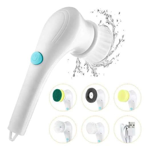 Electric Spin Scrubber with 5 Brush Heads Cordless Cleaning Brush Tub Tile Scrubber for Home Scrubber for Cleaning Kitchen Window Sink Dish Grout Wall Bathtub
