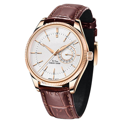 Men's Quartz Watch with Genuine Leather Strap