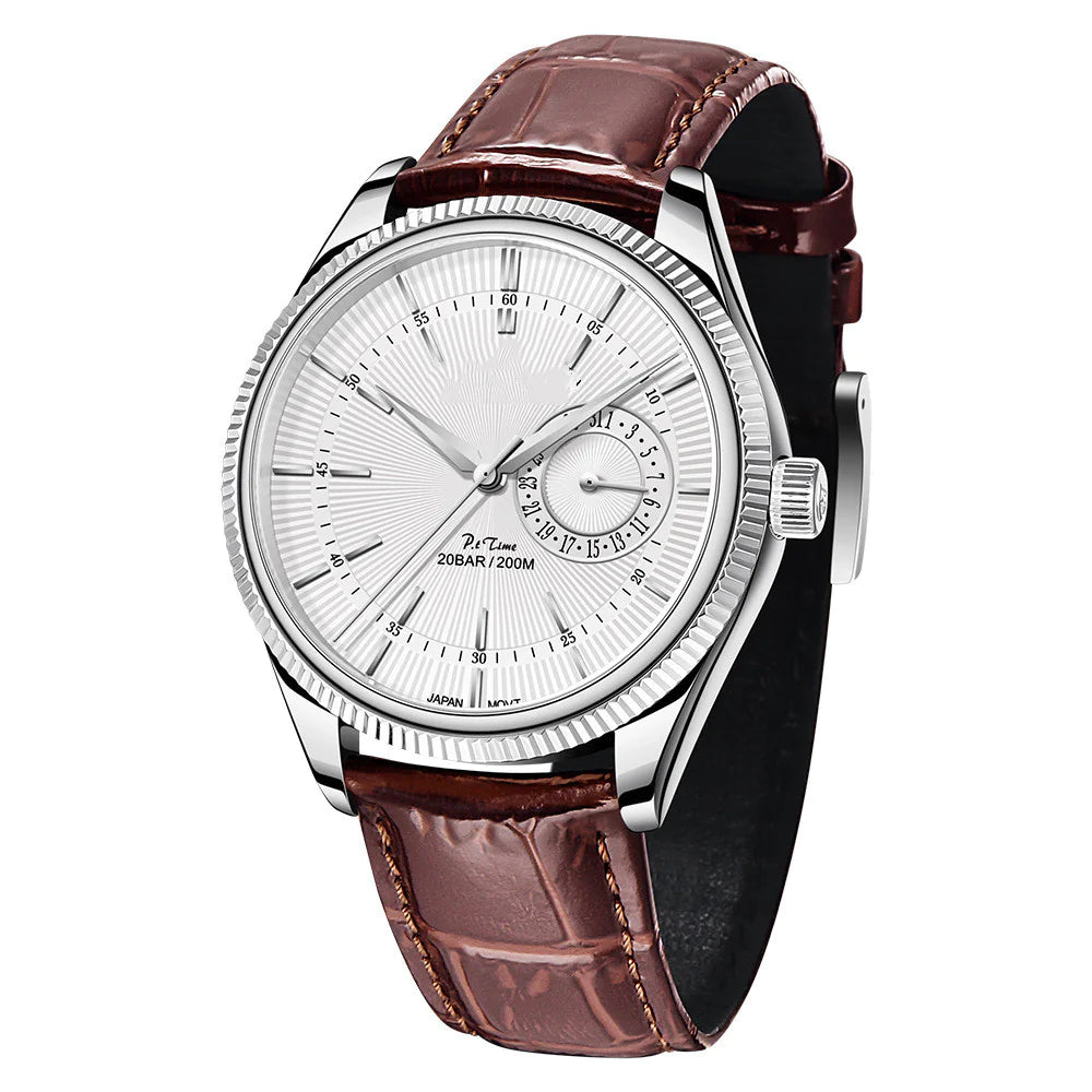 Men's Quartz Watch with Genuine Leather Strap