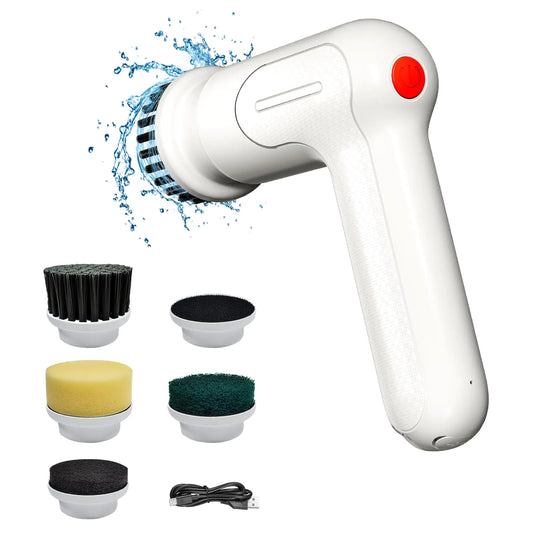 Electric Spin Scrubber 2024 Upgrade Cordless Shower Scrubber with 5 Replaceable Brush Heads and 2 Adjustable Speeds Electric Cleaning Brush for Bathroom/Floor/Sink/Window